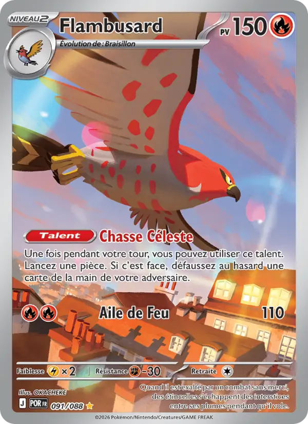 Scan HD carte Pokémon Flambusard 091/88 — Équilibre Parfait
