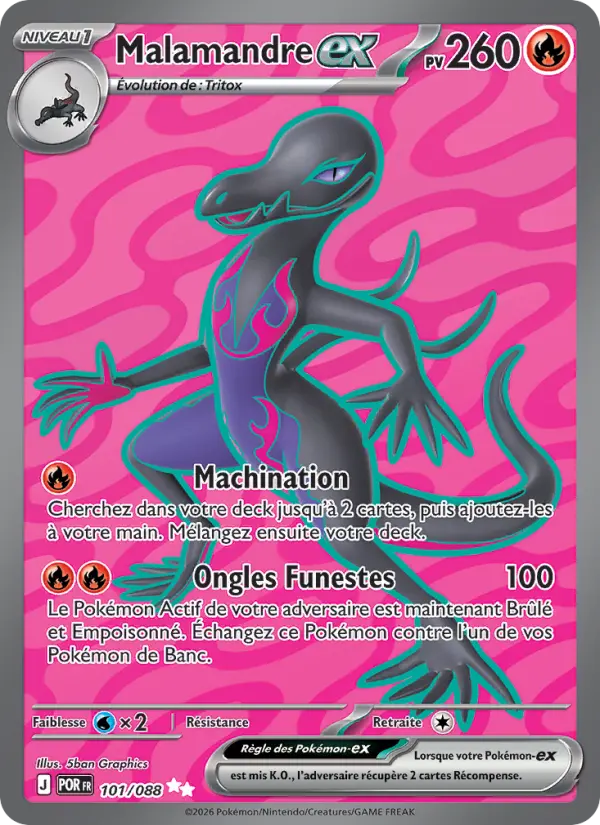 Scan HD carte Pokémon Malamandre-ex 101/88 — Équilibre Parfait