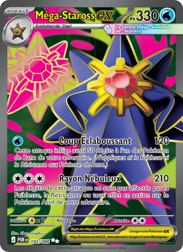 Scan HD carte Pokémon Méga-Staross-ex 102/88 — Équilibre Parfait