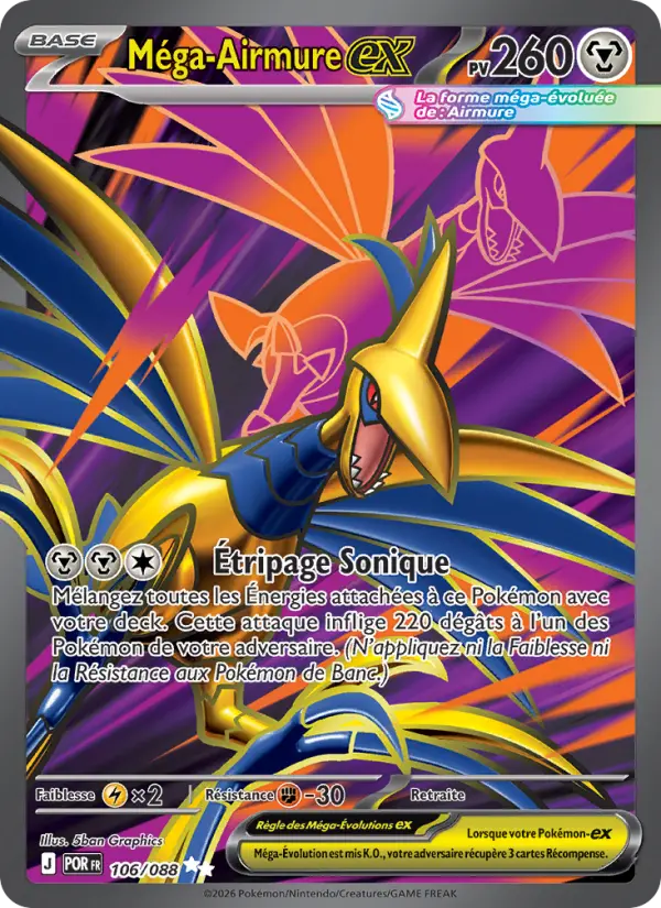 Scan HD carte Pokémon Méga-Airmure-ex 106/88 — Équilibre Parfait