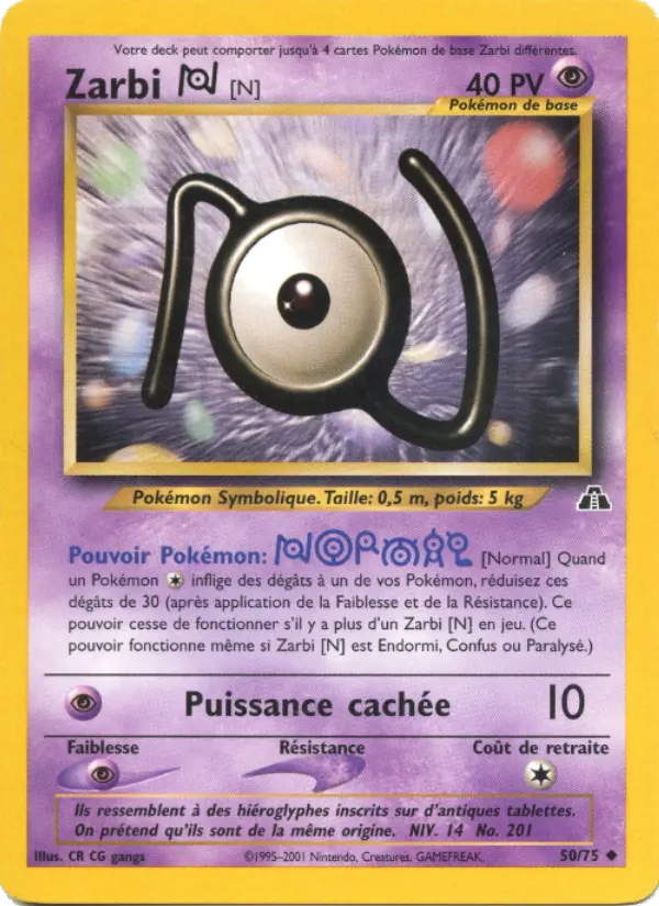 Scan HD carte Pokémon Zarbi N 50/75 — Neo Discovery