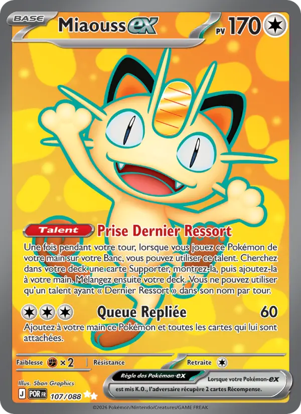 Scan HD carte Pokémon Miaouss-ex 107/88 — Équilibre Parfait