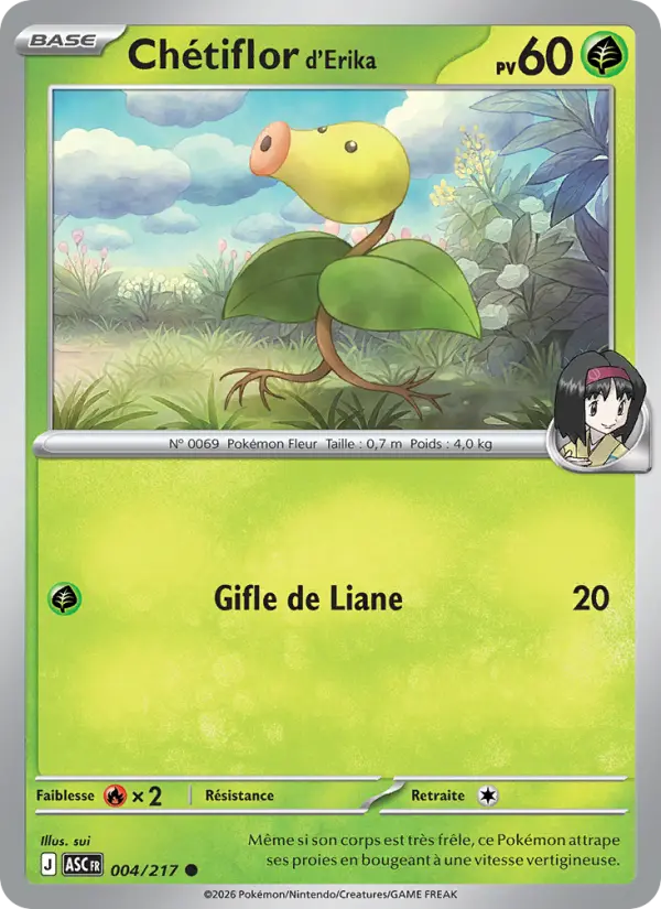 Scan HD carte Pokémon Chétiflor d'Erika 004/217 — Héros Transcendants