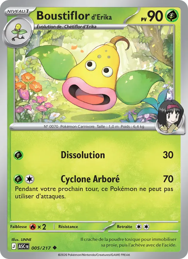 Scan HD carte Pokémon Boustiflor d'Erika 005/217 — Héros Transcendants