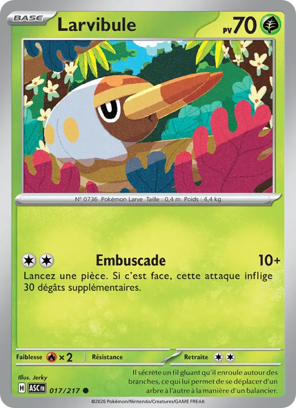 Scan HD carte Pokémon Larvibule 017/217 — Héros Transcendants