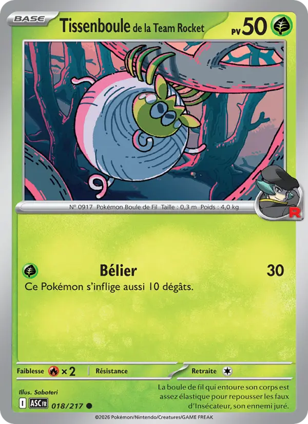 Scan HD carte Pokémon Tissenboule de la Team Rocket 018/217 — Héros Transcendants