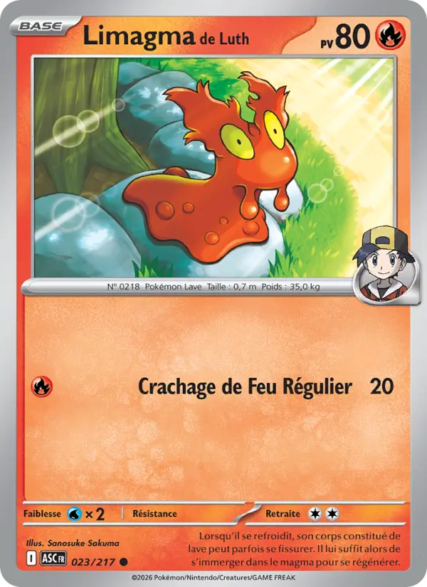 Scan HD carte Pokémon Limagma de Luth 023/217 — Héros Transcendants