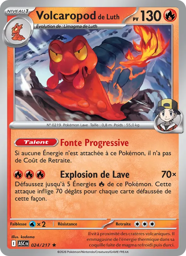 Scan HD carte Pokémon Volcaropod de Luth 024/217 — Héros Transcendants