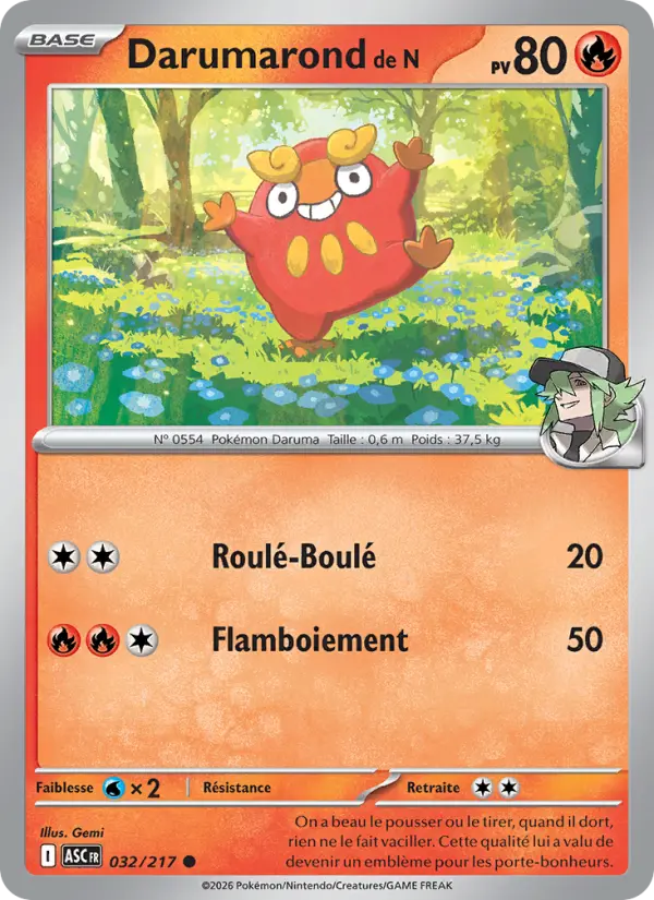 Scan HD carte Pokémon Darumarond de N 032/217 — Héros Transcendants