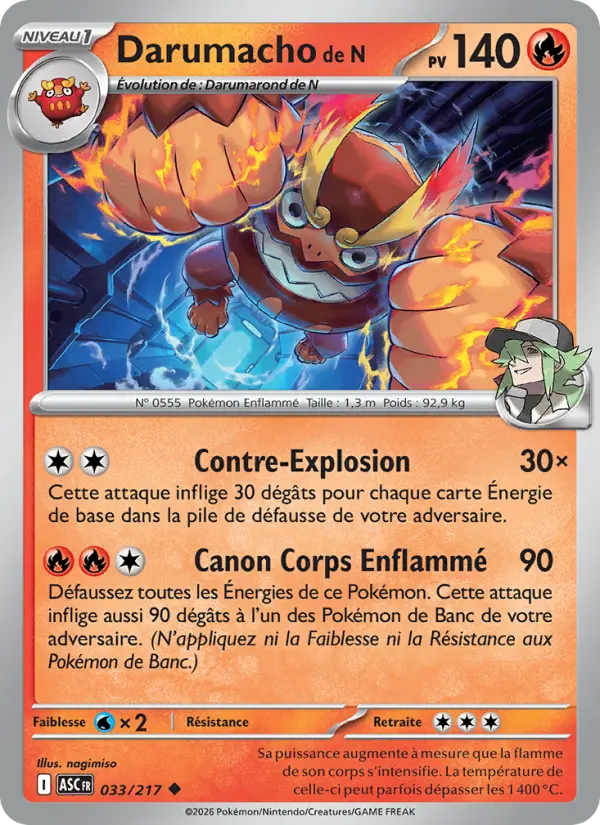 Scan HD carte Pokémon Darumacho de N 033/217 — Héros Transcendants