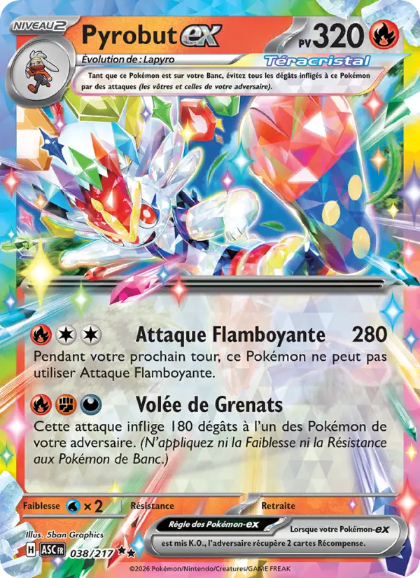 Scan HD carte Pokémon Pyrobut-ex 038/217 — Héros Transcendants