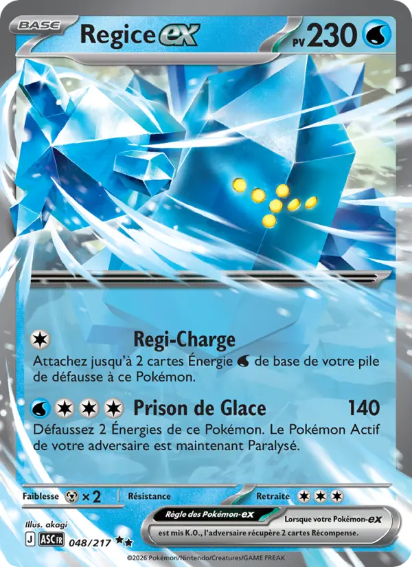 Scan HD carte Pokémon Regice-ex 048/217 — Héros Transcendants