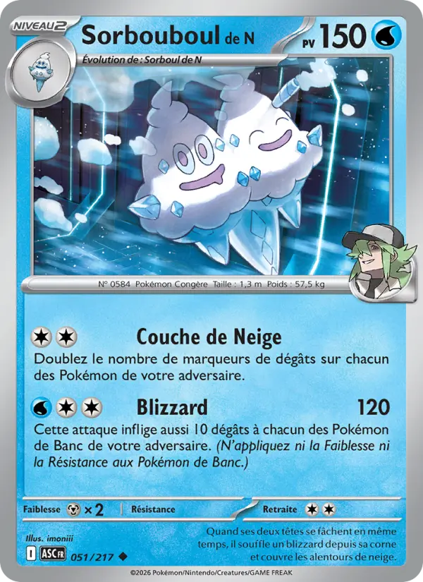Scan HD carte Pokémon Sorbouboul de N 051/217 — Héros Transcendants