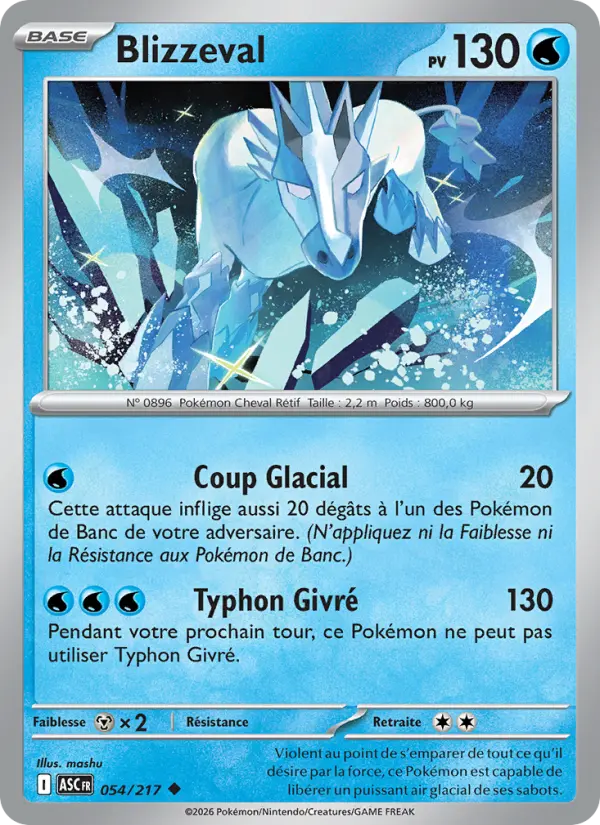 Scan HD carte Pokémon Blizzeval 054/217 — Héros Transcendants