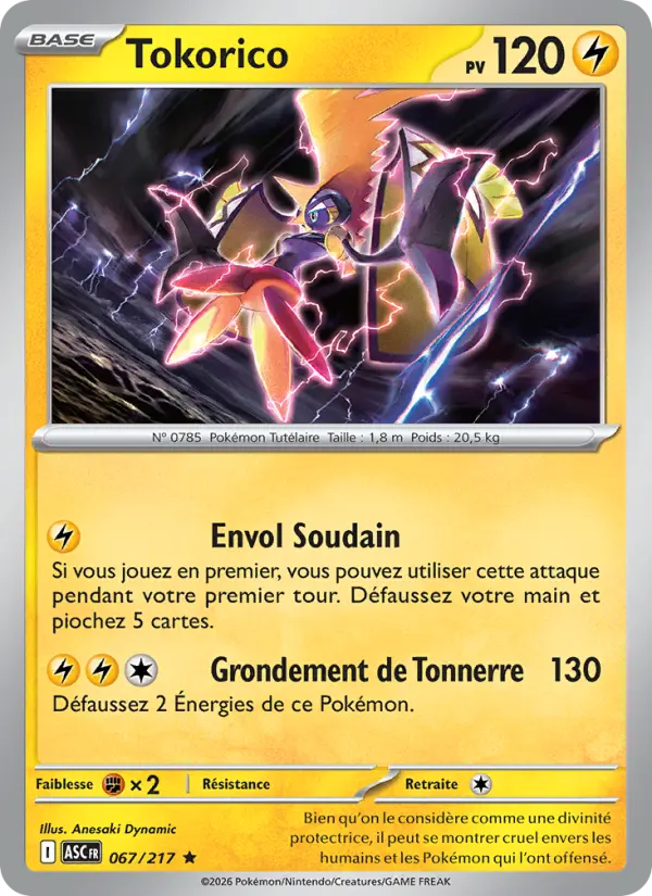 Scan HD carte Pokémon Tokorico 067/217 — Héros Transcendants