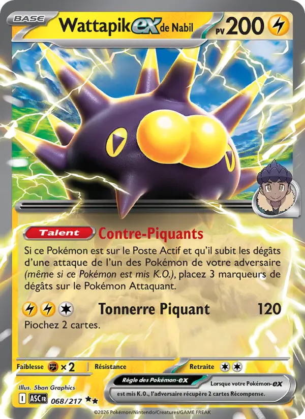 Scan HD carte Pokémon Wattapik-ex de Nabil 068/217 — Héros Transcendants