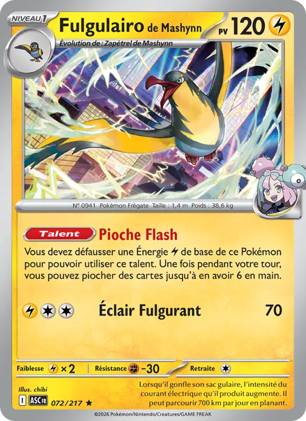 Scan HD carte Pokémon Fulgulairo de Mashynn 072/217 — Héros Transcendants
