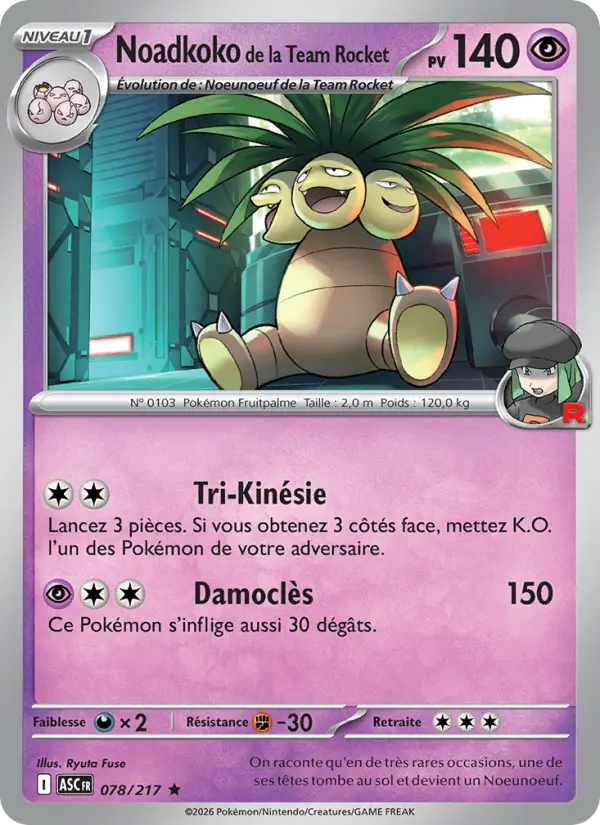 Scan HD carte Pokémon Noadkoko de la Team Rocket 078/217 — Héros Transcendants