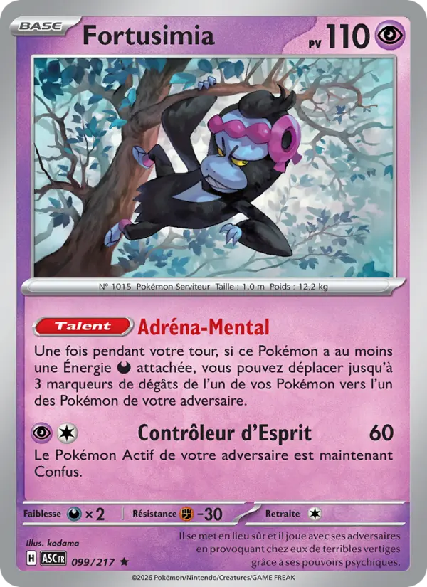 Scan HD carte Pokémon Fortusimia 099/217 — Héros Transcendants