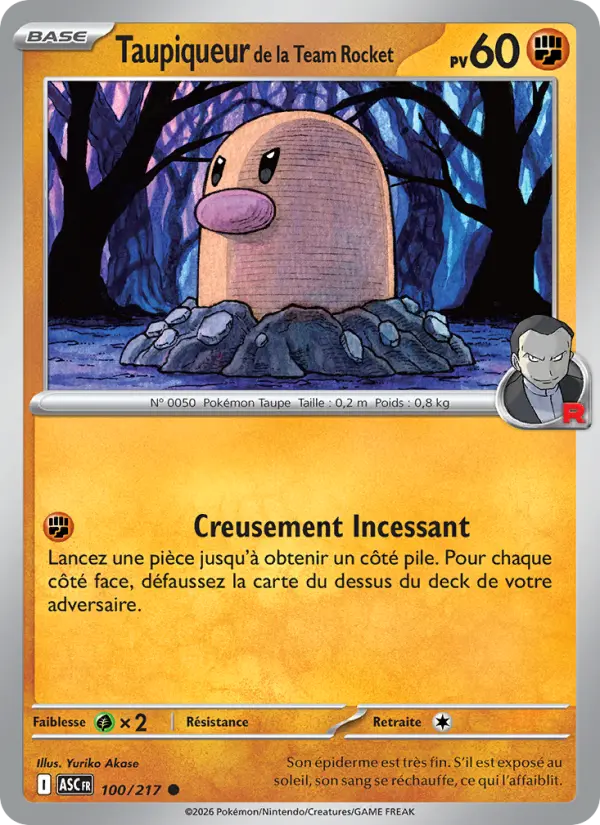Scan HD carte Pokémon Taupiqueur de la Team Rocket 100/217 — Héros Transcendants