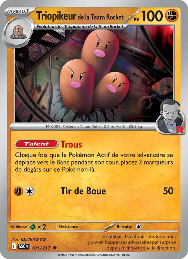 Scan HD carte Pokémon Triopikeur de la Team Rocket 101/217 — Héros Transcendants