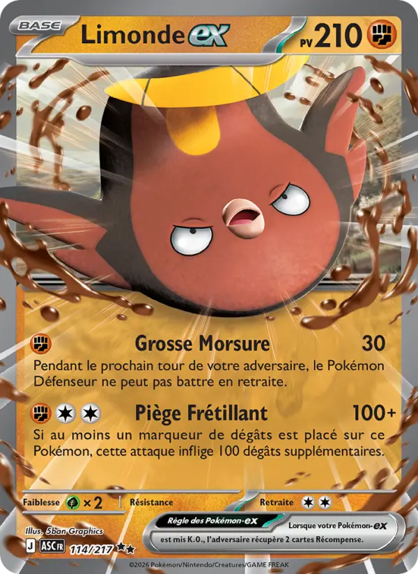 Scan HD carte Pokémon Limonde-ex 114/217 — Héros Transcendants