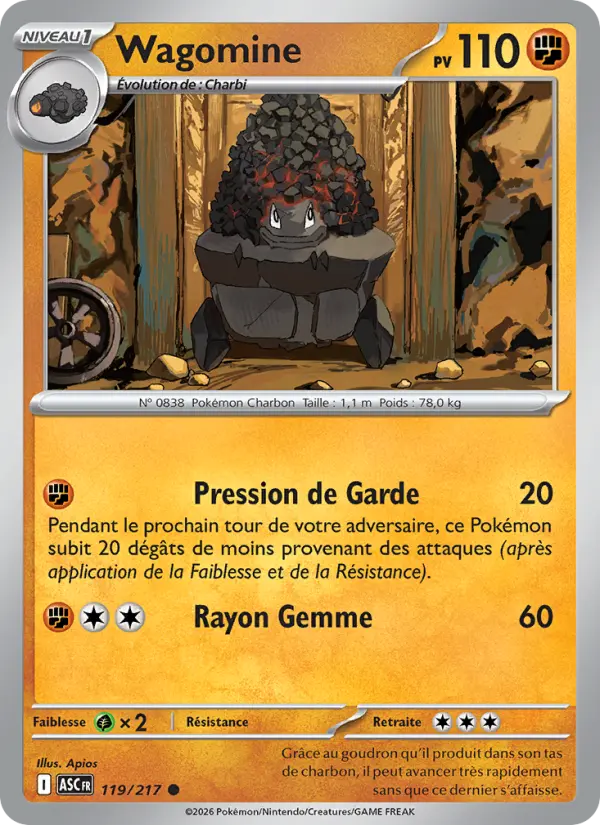 Scan HD carte Pokémon Wagomine 119/217 — Héros Transcendants