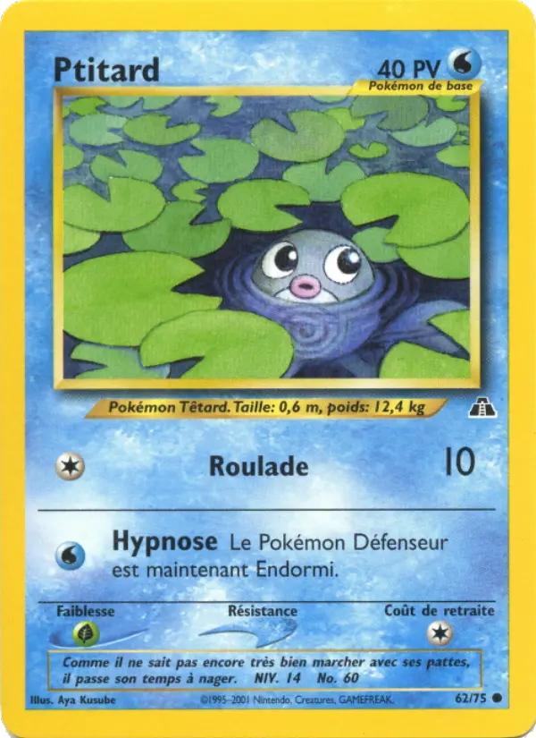 Scan HD carte Pokémon Ptitard 62/75 — Neo Discovery