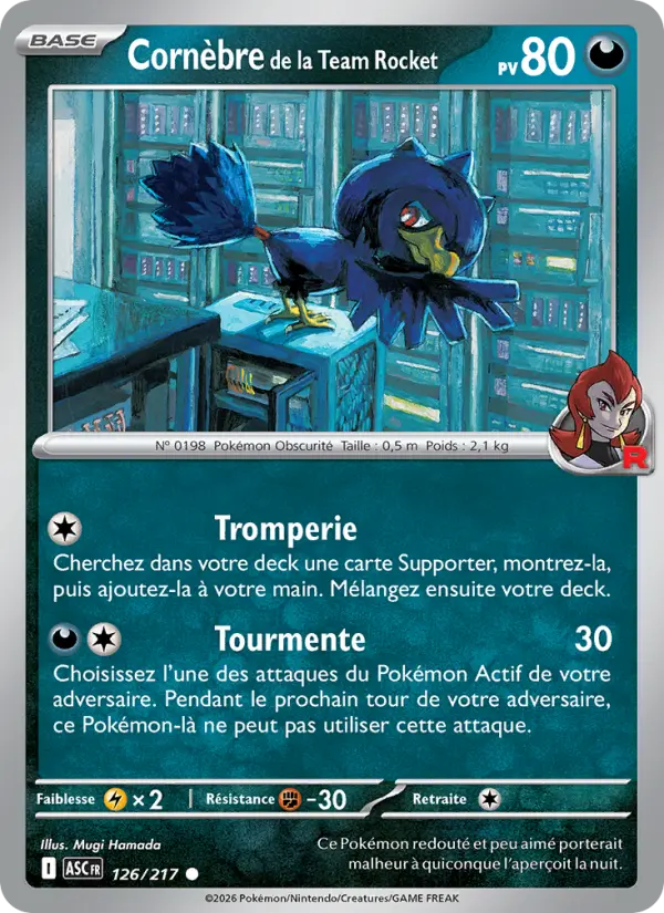 Scan HD carte Pokémon Cornèbre de la Team Rocket 126/217 — Héros Transcendants