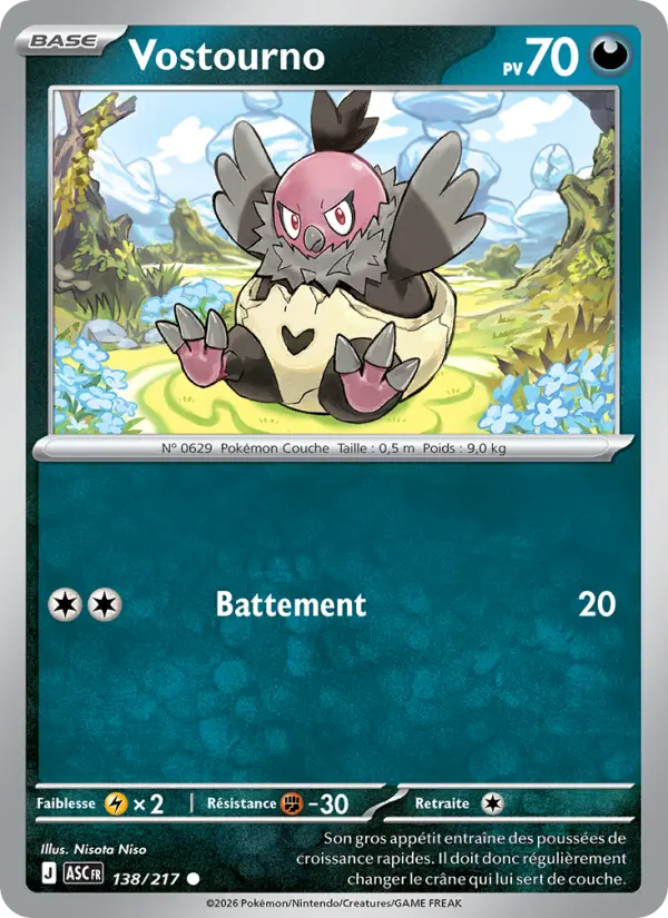 Scan HD carte Pokémon Vostourno 138/217 — Héros Transcendants