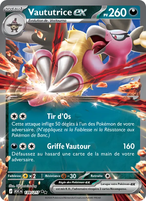 Scan HD carte Pokémon Vaututrice-ex 139/217 — Héros Transcendants