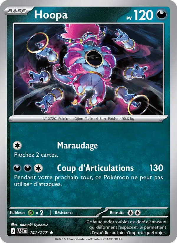 Scan HD carte Pokémon Hoopa 141/217 — Héros Transcendants