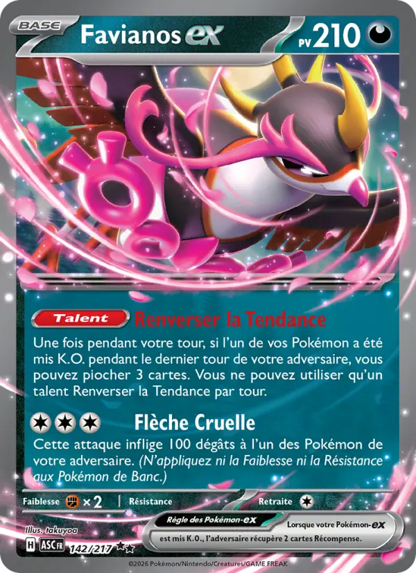 Scan HD carte Pokémon Favianos-ex 142/217 — Héros Transcendants