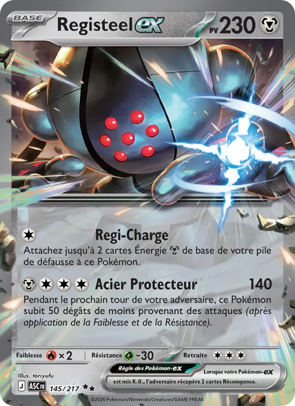 Scan HD carte Pokémon Registeel-ex 145/217 — Héros Transcendants