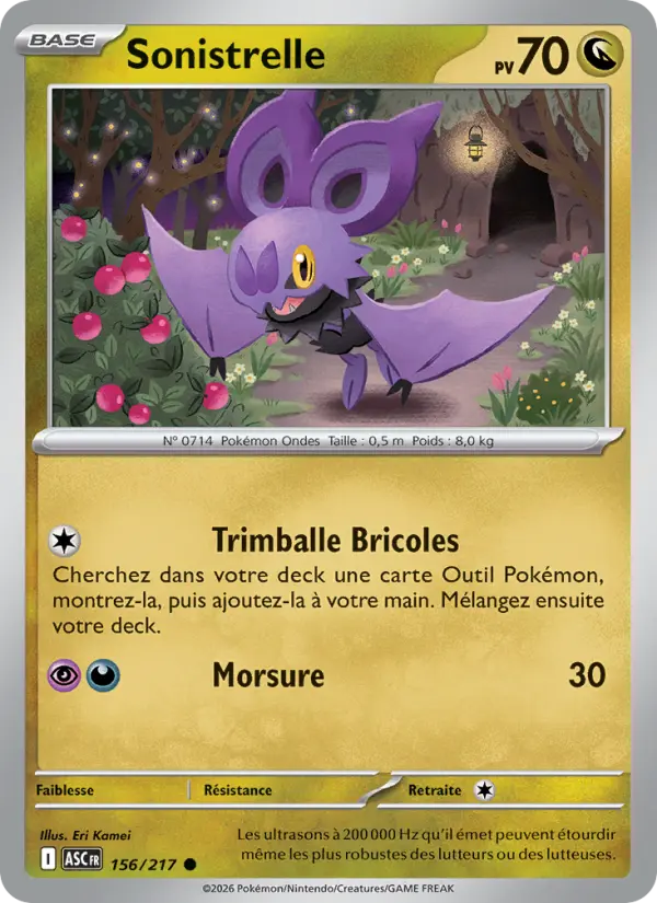 Scan HD carte Pokémon Sonistrelle 156/217 — Héros Transcendants