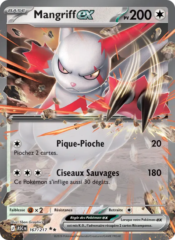 Scan HD carte Pokémon Mangriff-ex 167/217 — Héros Transcendants