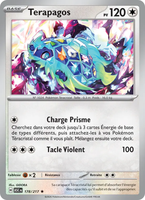 Scan HD carte Pokémon Terapagos 178/217 — Héros Transcendants