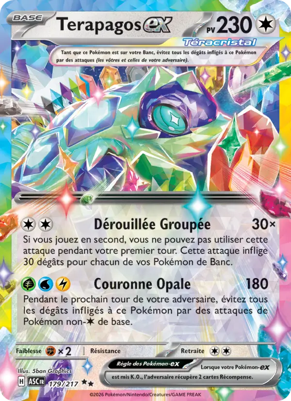 Scan HD carte Pokémon Terapagos-ex 179/217 — Héros Transcendants