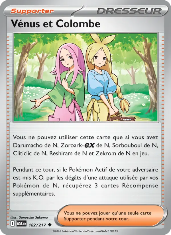 Scan HD carte Pokémon Vénus et Colombe 182/217 — Héros Transcendants