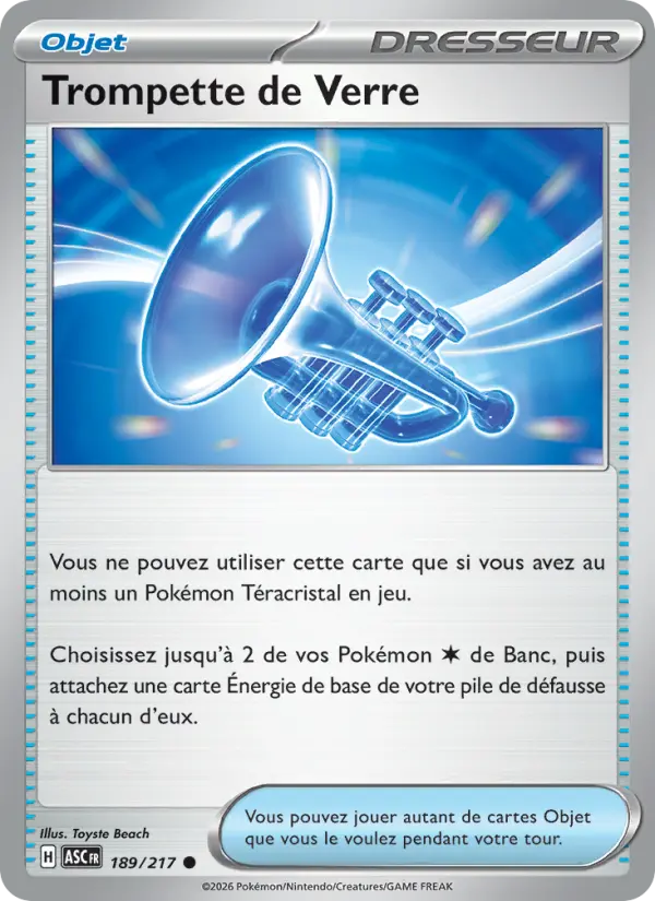 Scan HD carte Pokémon Trompette de Verre 189/217 — Héros Transcendants