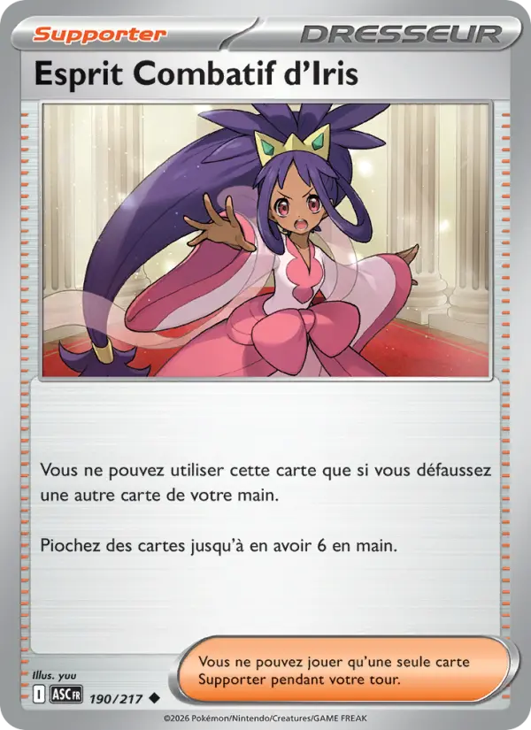 Scan HD carte Pokémon Esprit Combatif d'Iris 190/217 — Héros Transcendants