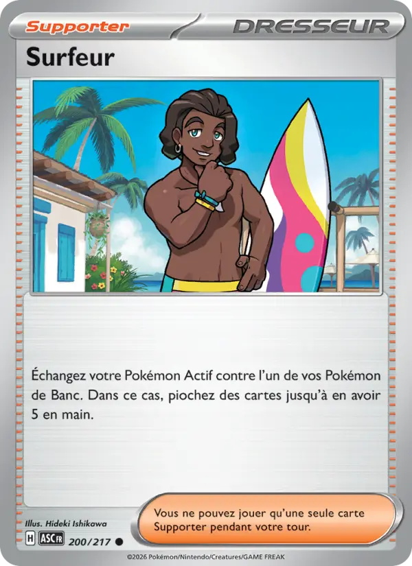 Scan HD carte Pokémon Surfeur 200/217 — Héros Transcendants