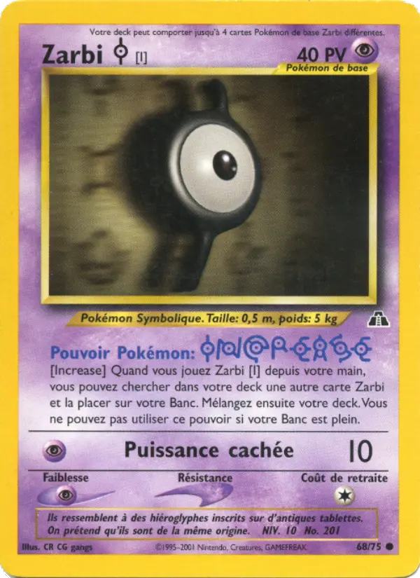 Scan HD carte Pokémon Zarbi I 68/75 — Neo Discovery