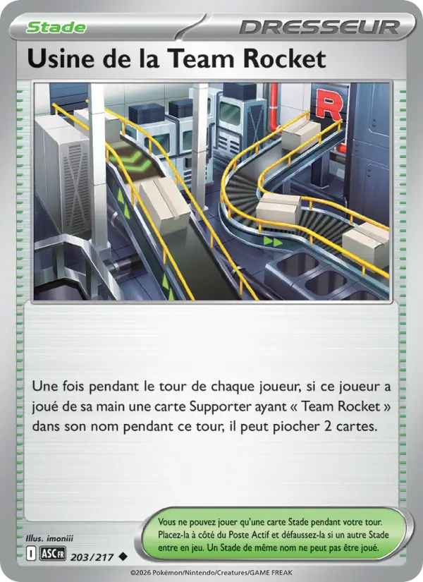 Scan HD carte Pokémon Usine de la Team Rocket 203/217 — Héros Transcendants