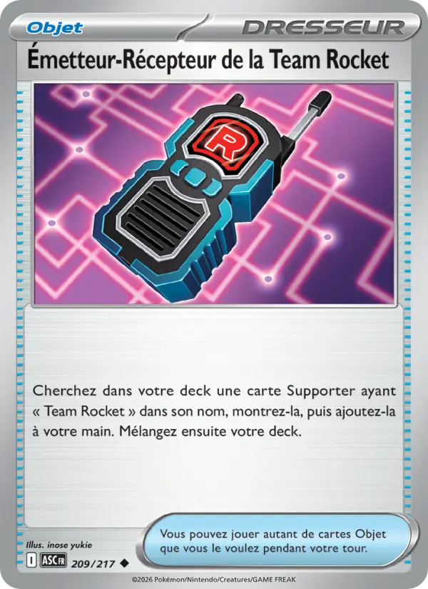 Scan HD carte Pokémon Émetteur-Récepteur de la Team Rocket 209/217 — Héros Transcendants