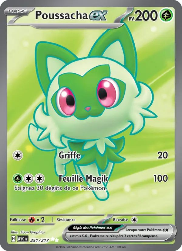 Scan HD carte Pokémon Poussacha-ex 251/217 — Héros Transcendants