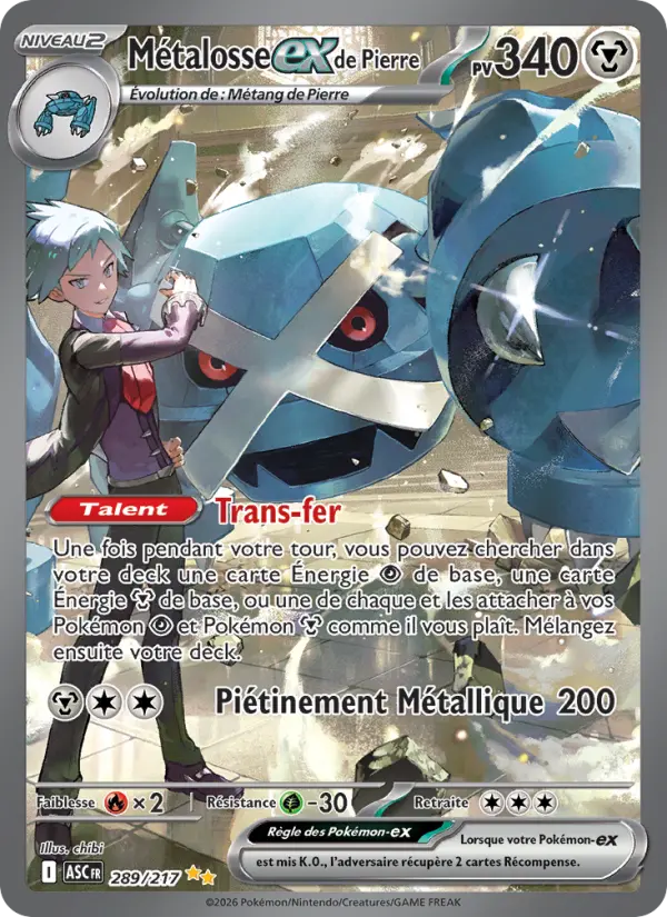 Scan HD carte Pokémon Métalosse-ex de Pierre 289/217 — Héros Transcendants