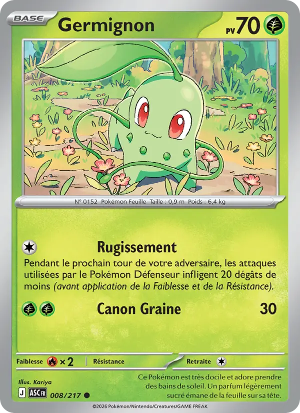Scan HD carte Pokémon Germignon 008/217 — Héros Transcendants