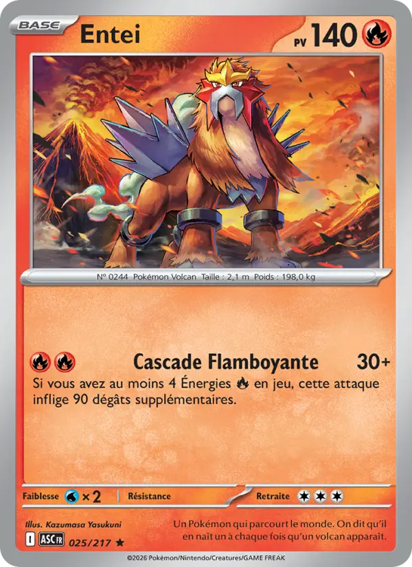 Scan HD carte Pokémon Entei 025/217 — Héros Transcendants