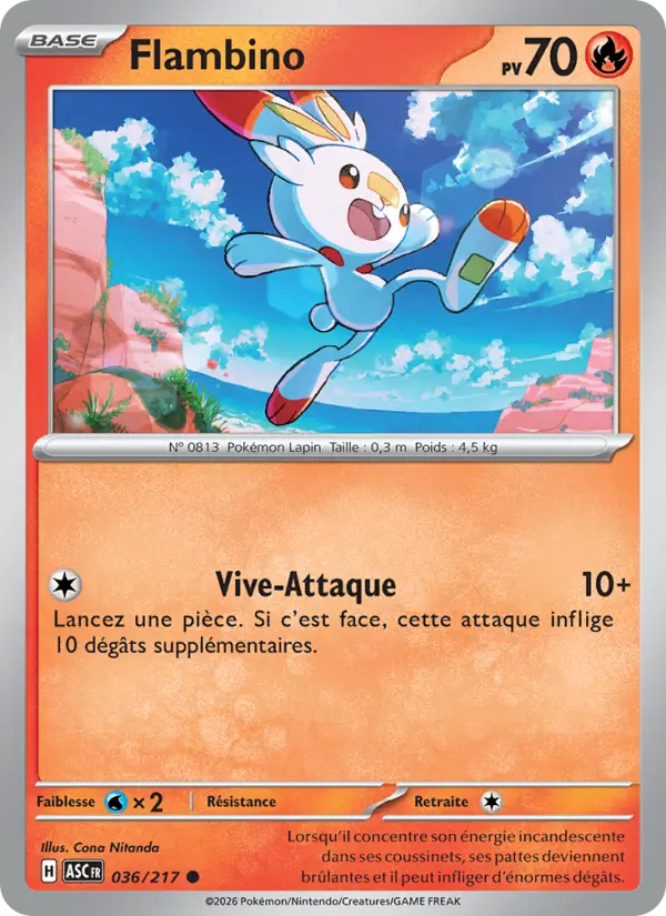 Scan HD carte Pokémon Flambino 036/217 — Héros Transcendants